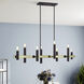 Helsinki 8 Light 48 inch Bronze with Antique Brass Accents Linear Chandelier Ceiling Light