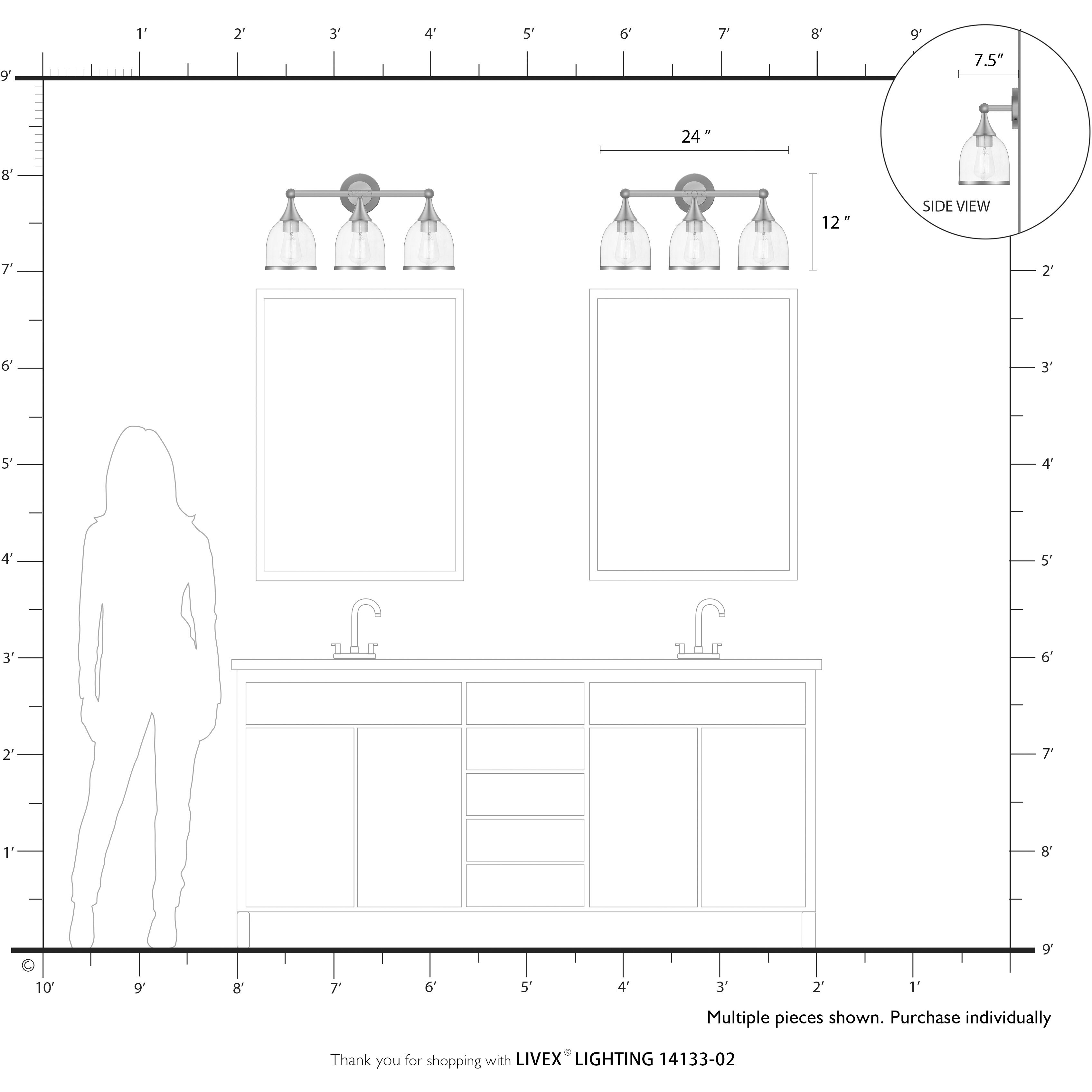 Ashridge 3 Light 24 inch Polished Brass Vanity Wall Sconce Wall Light
