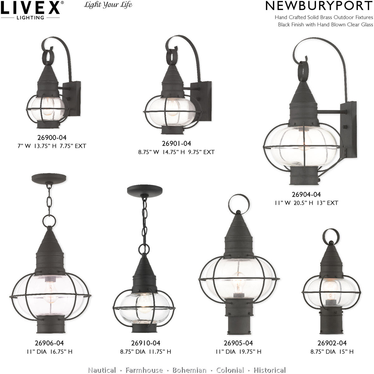 Newburyport 1 Light 20 inch Black Outdoor Post Top Lantern