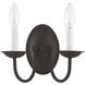 Home Basics 2 Light 10 inch Bronze Wall Sconce Wall Light