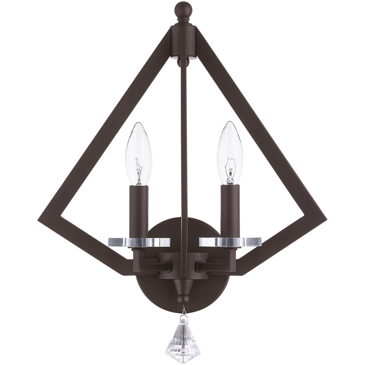 Diamond 2 Light 13 inch Bronze Wall Sconce Wall Light