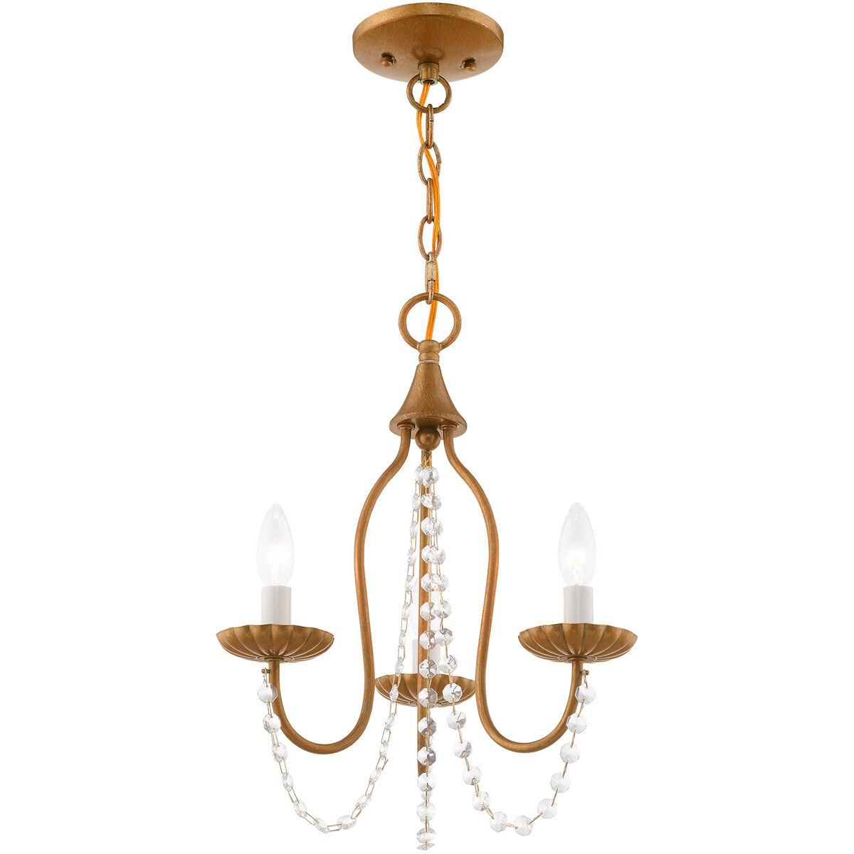 Alessia 3 Light 13 inch Antique Gold Leaf Mini Chandelier Ceiling Light