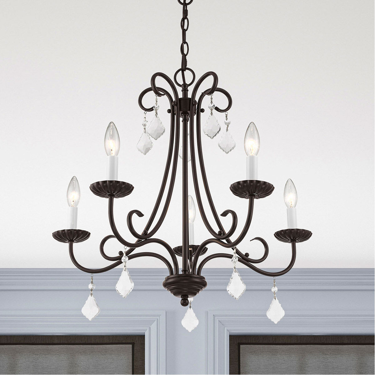 Daphne 5 Light 24.75 inch English Bronze Chandelier Ceiling Light