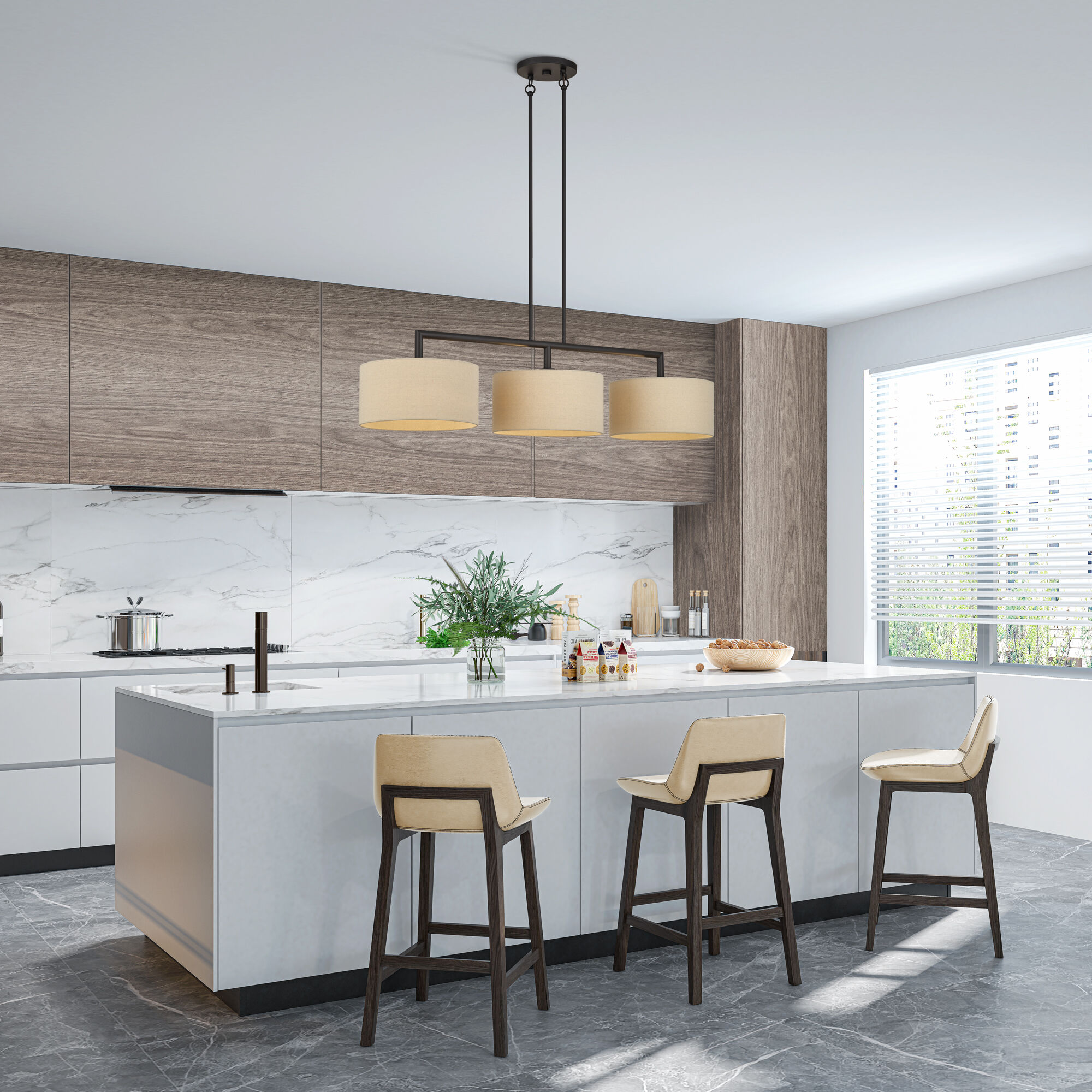 Bellingham 3 Light 51 inch Bronze Linear Chandelier Ceiling Light, Extra Large