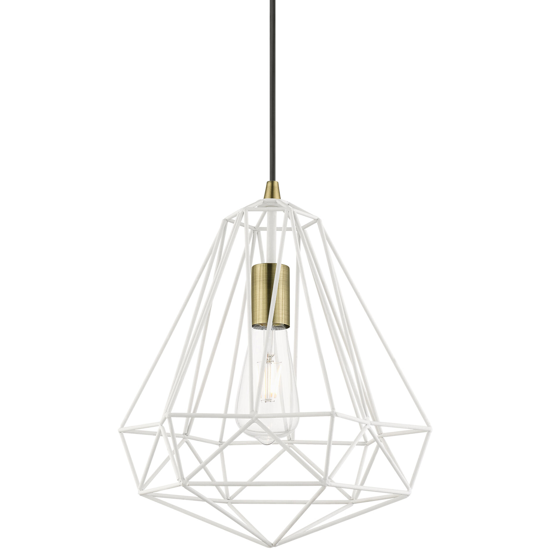 Knox 1 Light 12 inch Textured White with Antique Brass Accents Pendant Ceiling Light