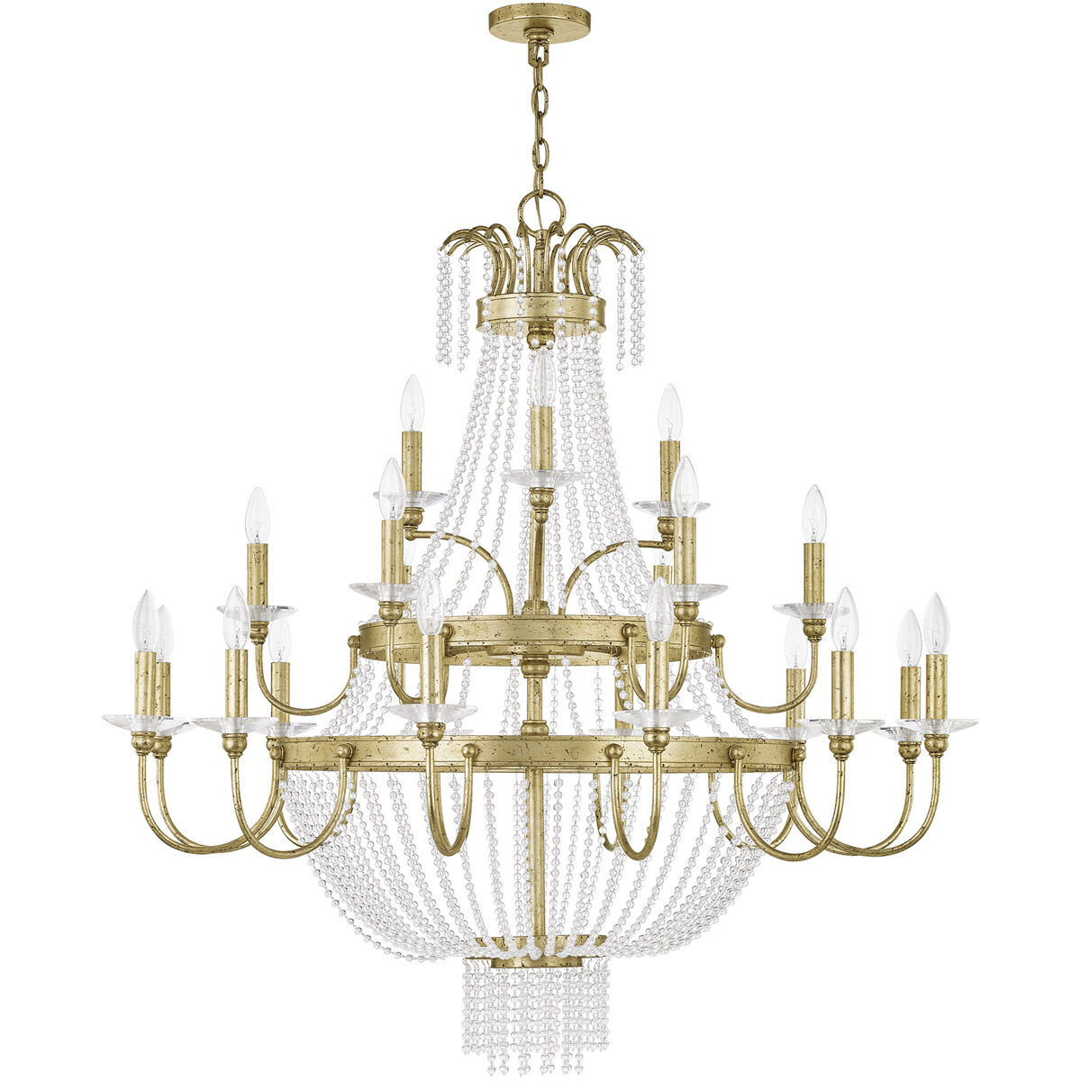 Valentina 21 Light 42 inch Hand Applied Winter Gold Foyer Chandelier Ceiling Light