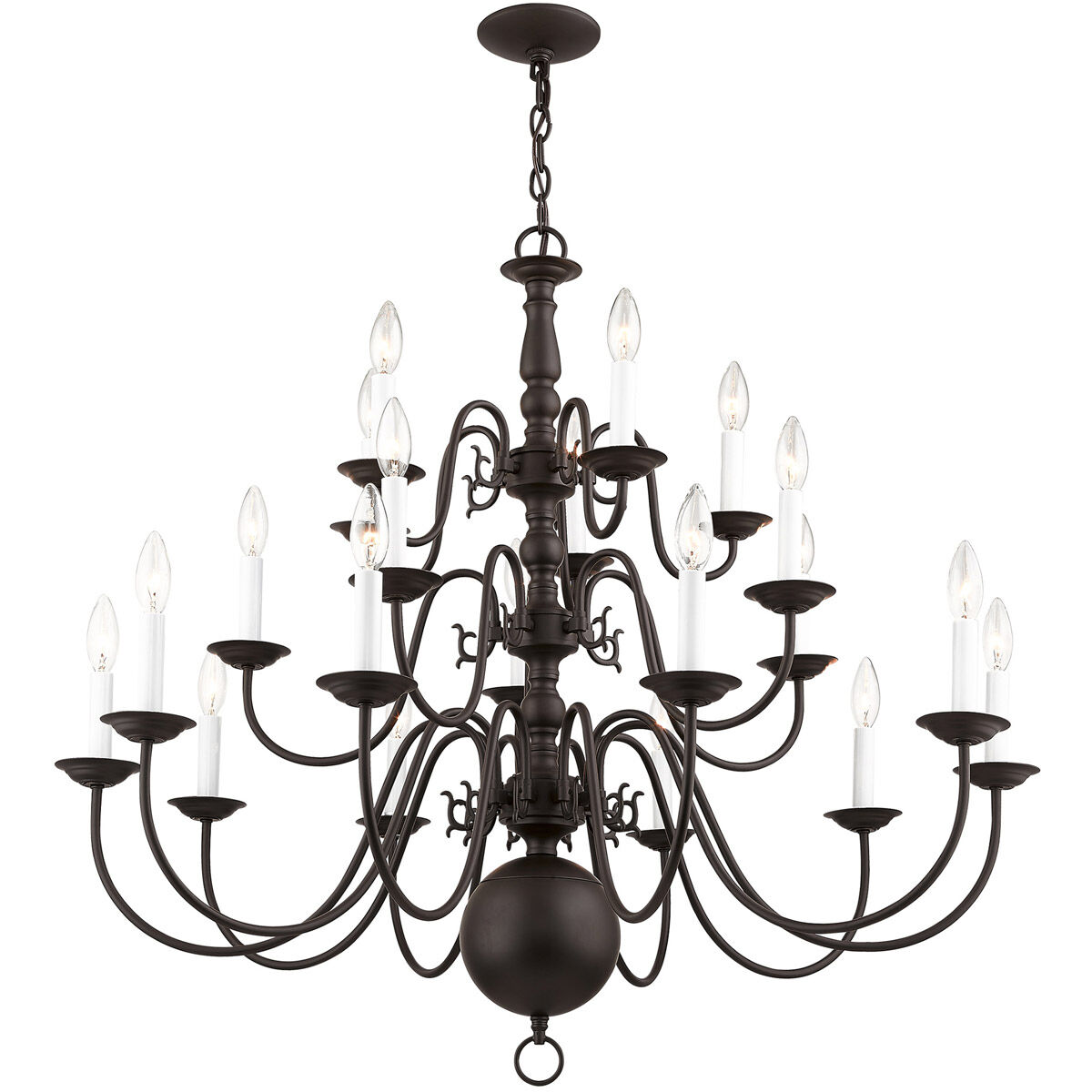 Williamsburgh 20 Light 36 inch Bronze Chandelier Ceiling Light
