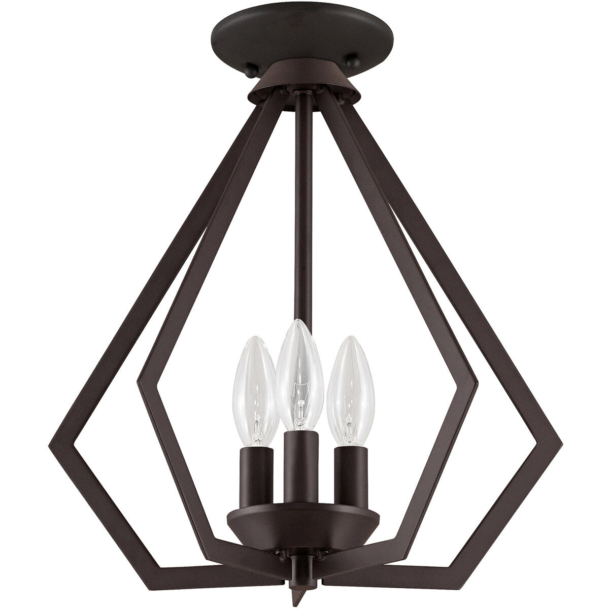 Prism 3 Light 14 inch Bronze Convertible Mini Chandelier/Ceiling Mount Ceiling Light