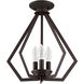 Prism 3 Light 14 inch Bronze Convertible Mini Chandelier/Ceiling Mount Ceiling Light