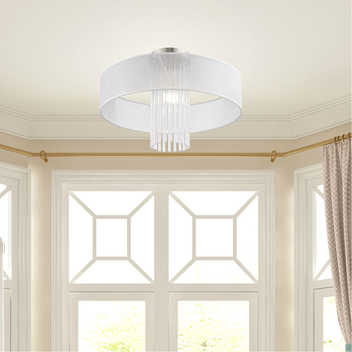 Alexis 1 Light 20 inch Brushed Nickel Semi-Flush Mount Ceiling Light