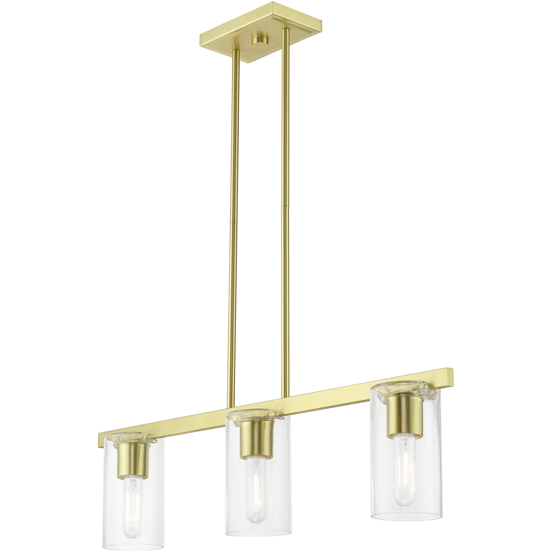 Clarion 3 Light 30 inch Satin Brass Linear Chandelier Ceiling Light