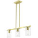 Clarion 3 Light 30 inch Satin Brass Linear Chandelier Ceiling Light