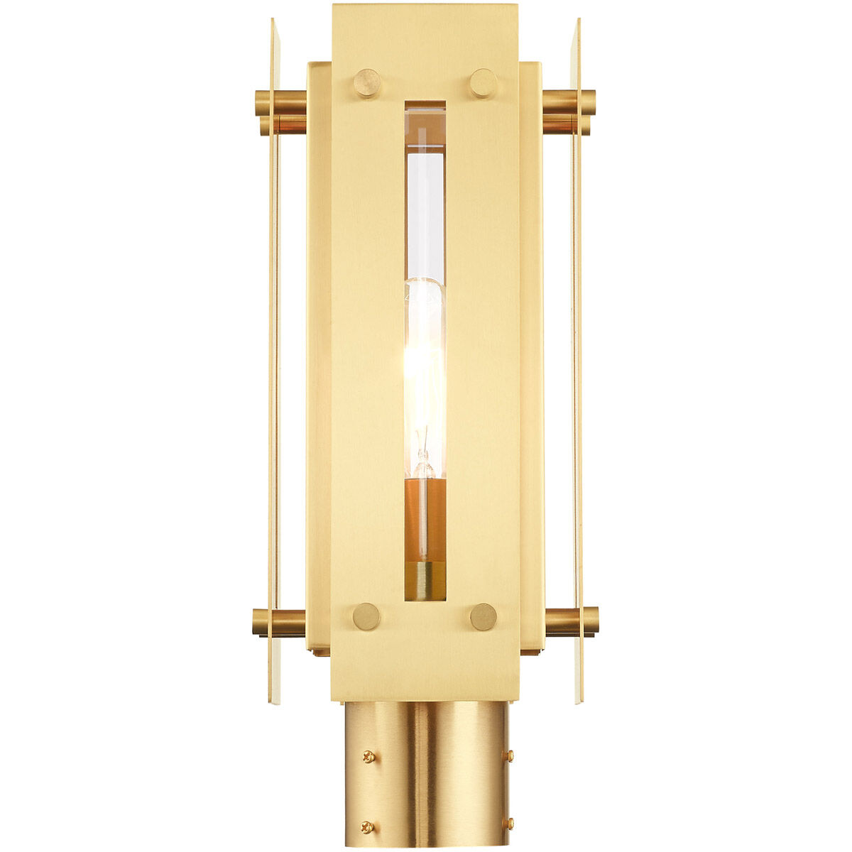 Utrecht 1 Light 16 inch Satin Brass Outdoor Post Top Lantern