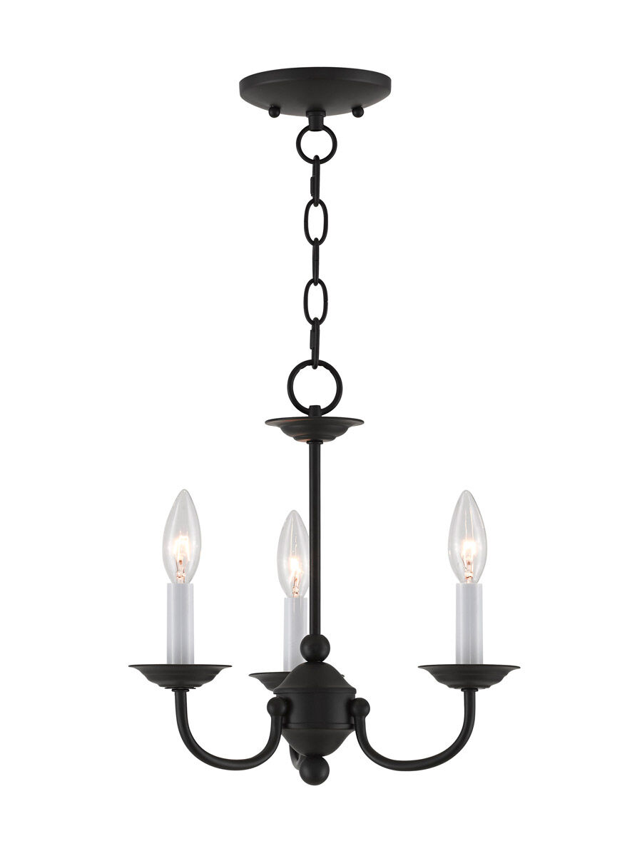 Home Basics 3 Light 14 inch Black Mini Chandelier Ceiling Light
