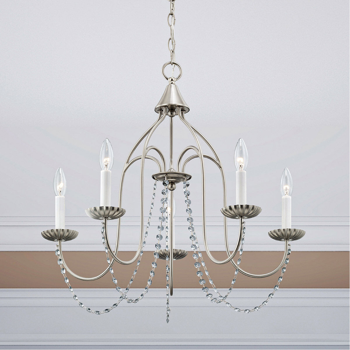 Alessia 5 Light 24 inch Brushed Nickel Chandelier Ceiling Light