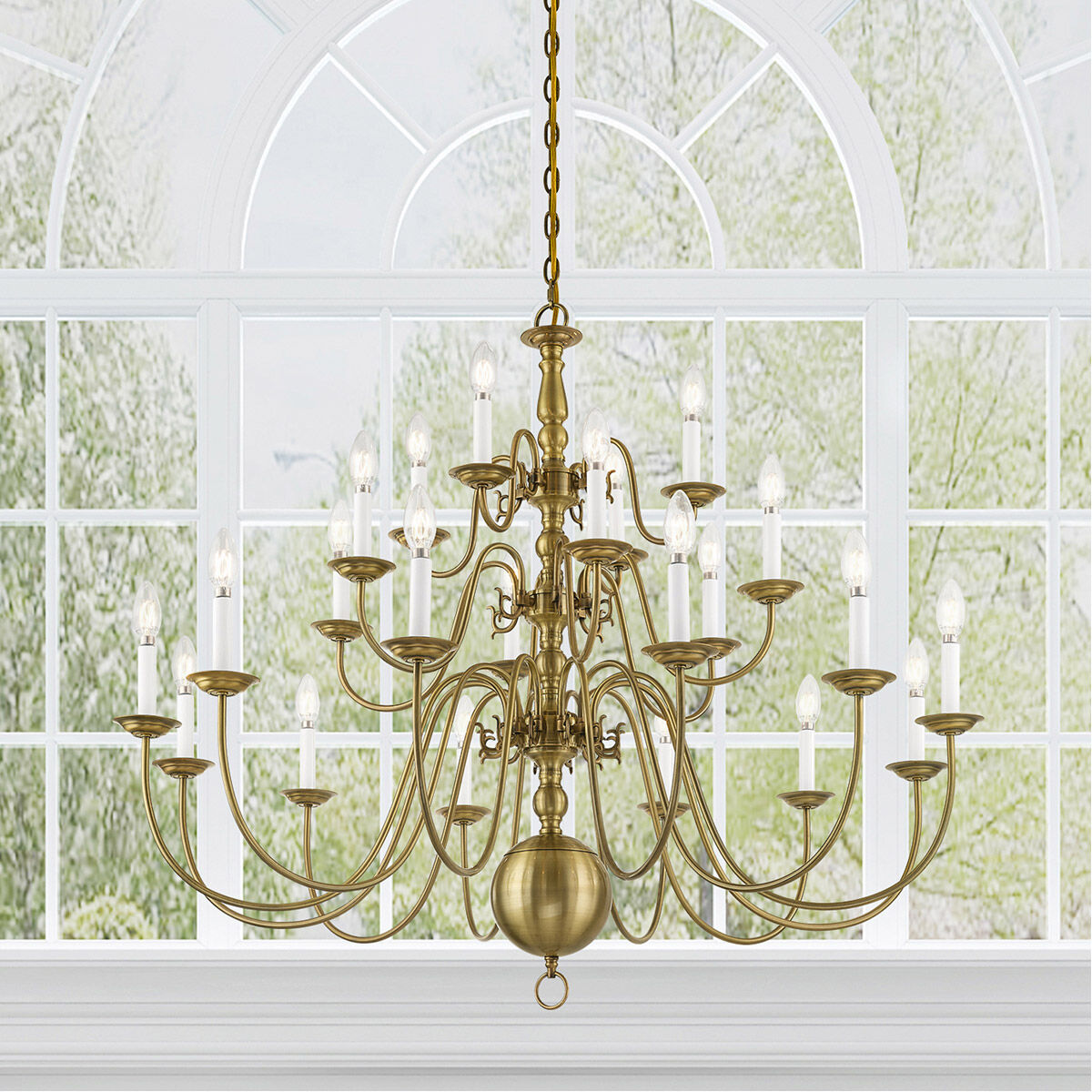 Williamsburgh 22 Light 42 inch Antique Brass Chandelier Ceiling Light