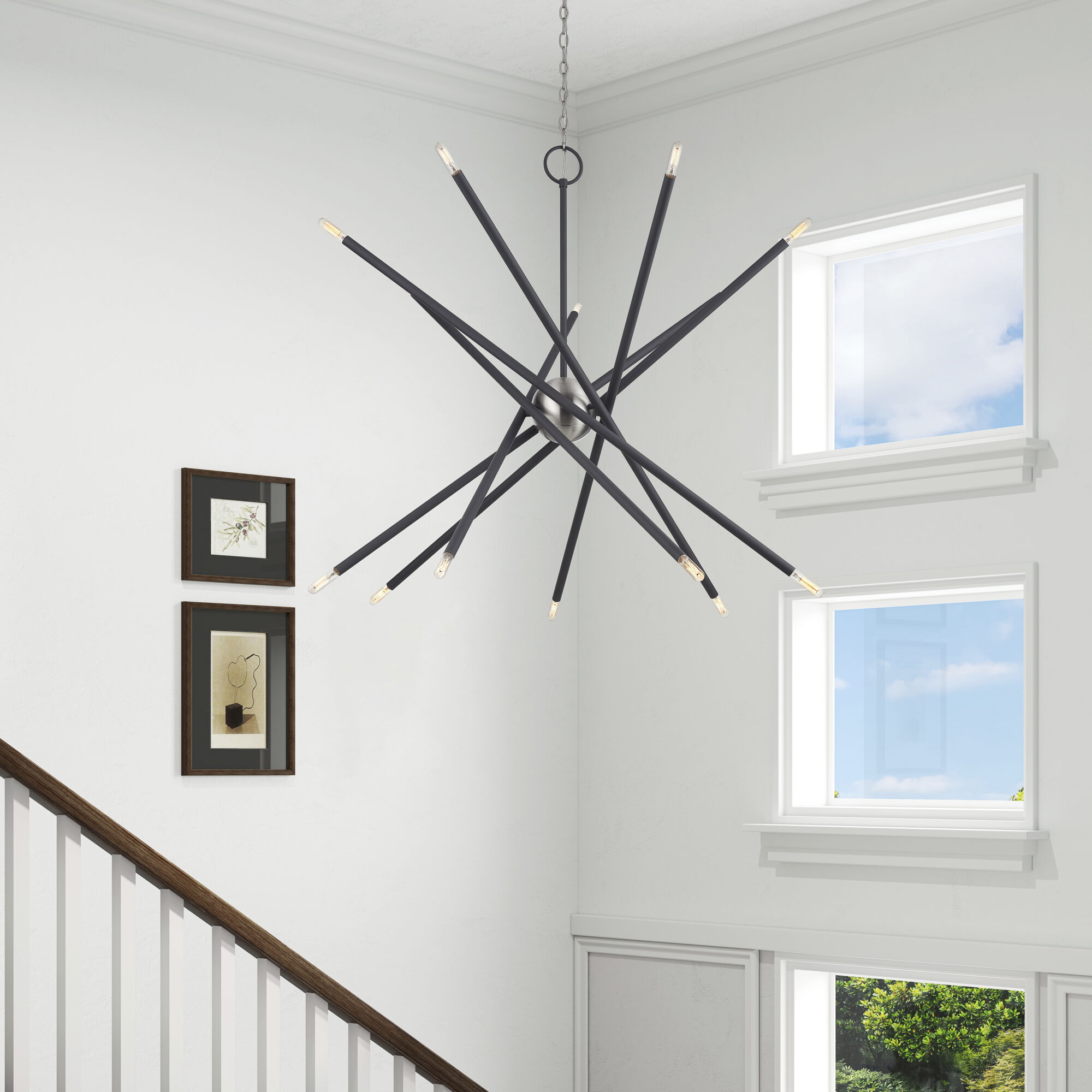 Soho 14 Light 40 inch Scandinavian Gray with Brushed Nickel Accents Foyer Chandelier Ceiling Light