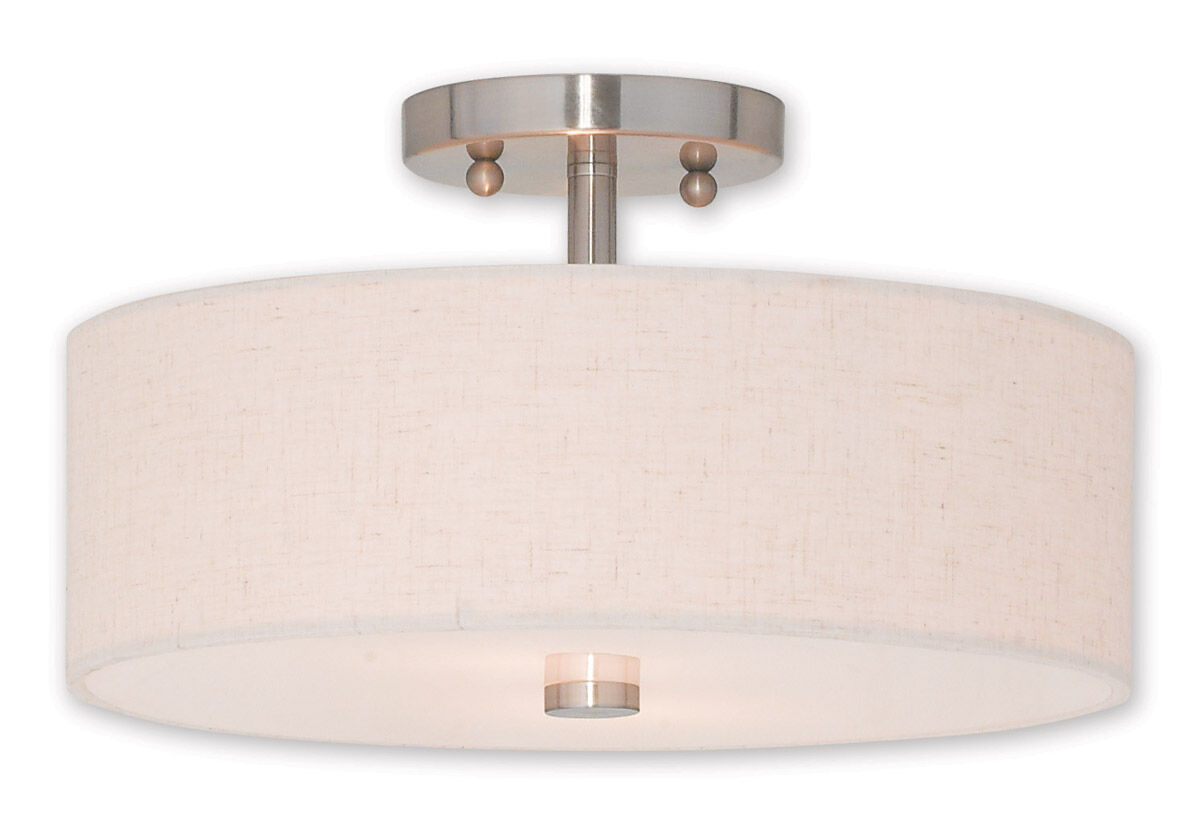 Meridian 2 Light 13 inch Brushed Nickel Semi-Flush Mount Ceiling Light
