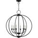 Milania 6 Light 25 inch Black with Brushed Nickel Accents Chandelier Ceiling Light