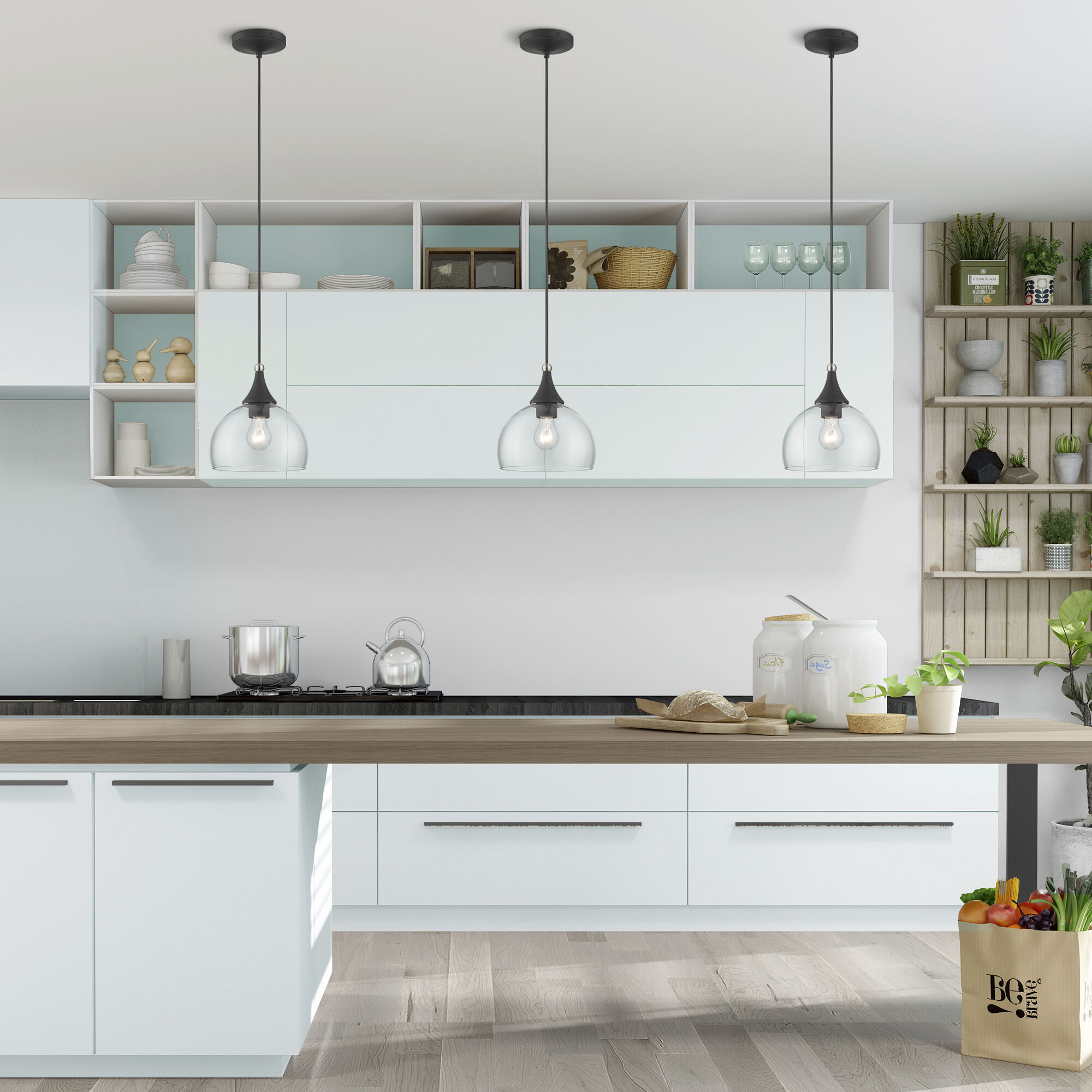 Glendon 1 Light 8.25 inch Black with Brushed Nickel Accents Glass Pendant Ceiling Light