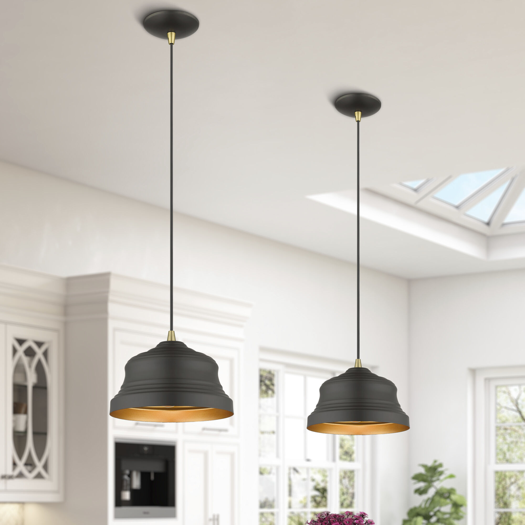 Endicott 1 Light 10 inch Bronze with Antique Brass Finish Accents Pendant Ceiling Light in Bronze with Antique Brass Accent