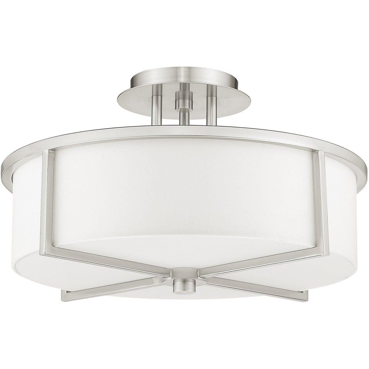 Wesley 3 Light 16 inch Brushed Nickel Semi-Flush Mount Ceiling Light