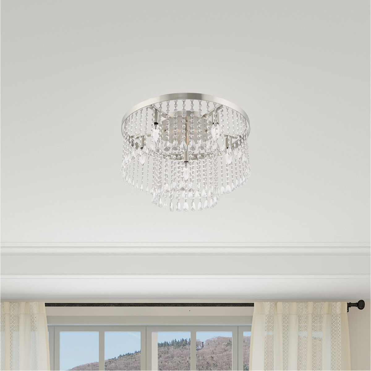 Elizabeth 6 Light 22 inch Brushed Nickel Flush Mount Ceiling Light