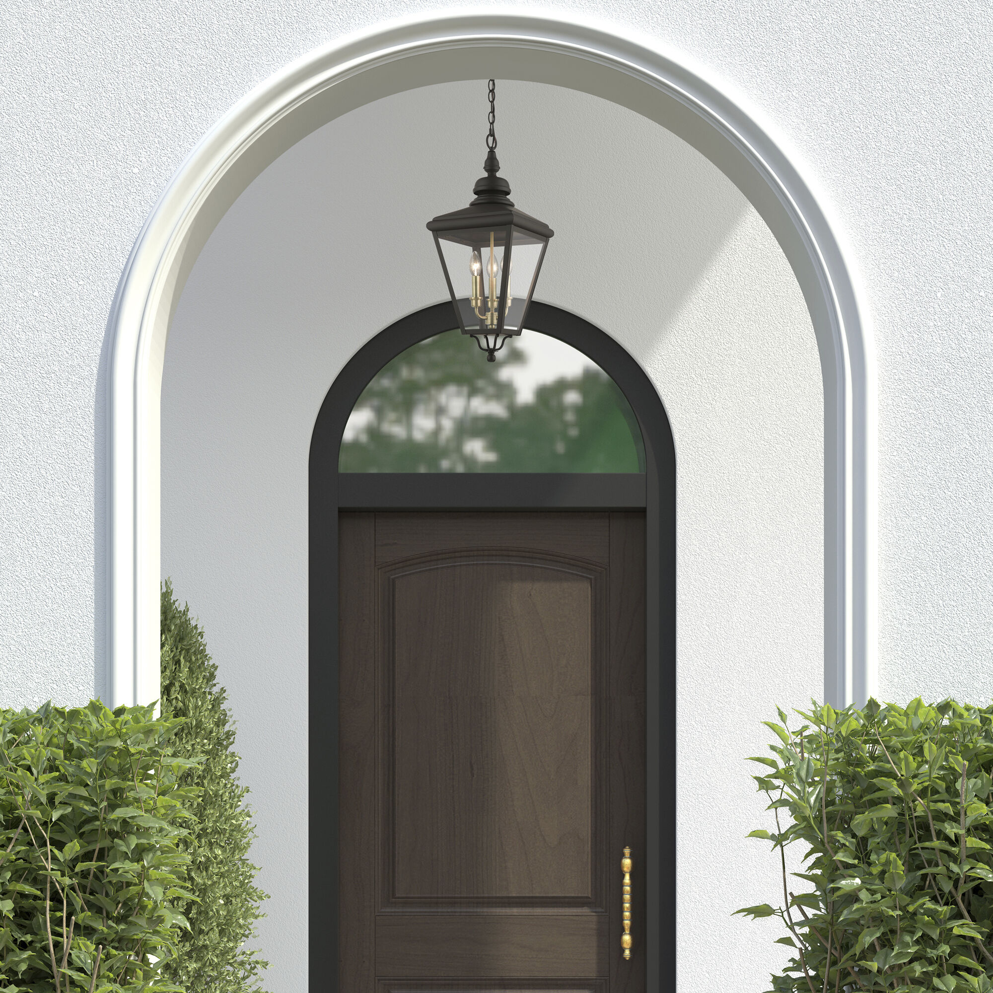 Adams 3 Light 10.63 inch Bronze with Antique Brass Finish Cluster Outdoor Large Pendant Lantern Ceiling Light in Bronze with Antique Brass Accent