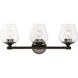 Willow 3 Light 23 inch Black Chrome Vanity Sconce Wall Light
