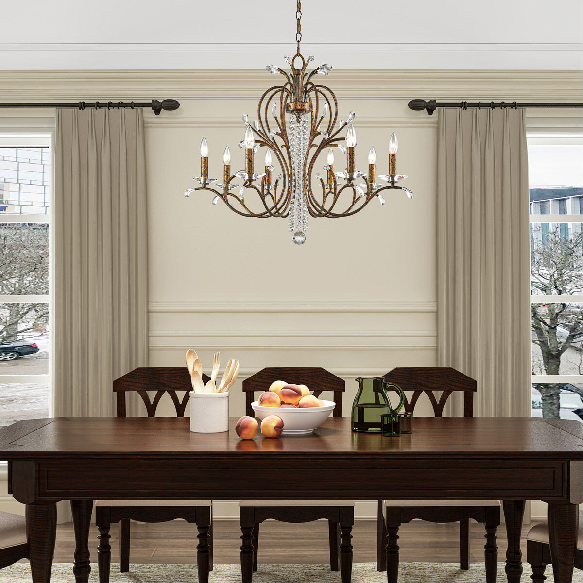 Serafina 8 Light 33 inch Hand Applied Venetian Golden Bronze Chandelier Ceiling Light