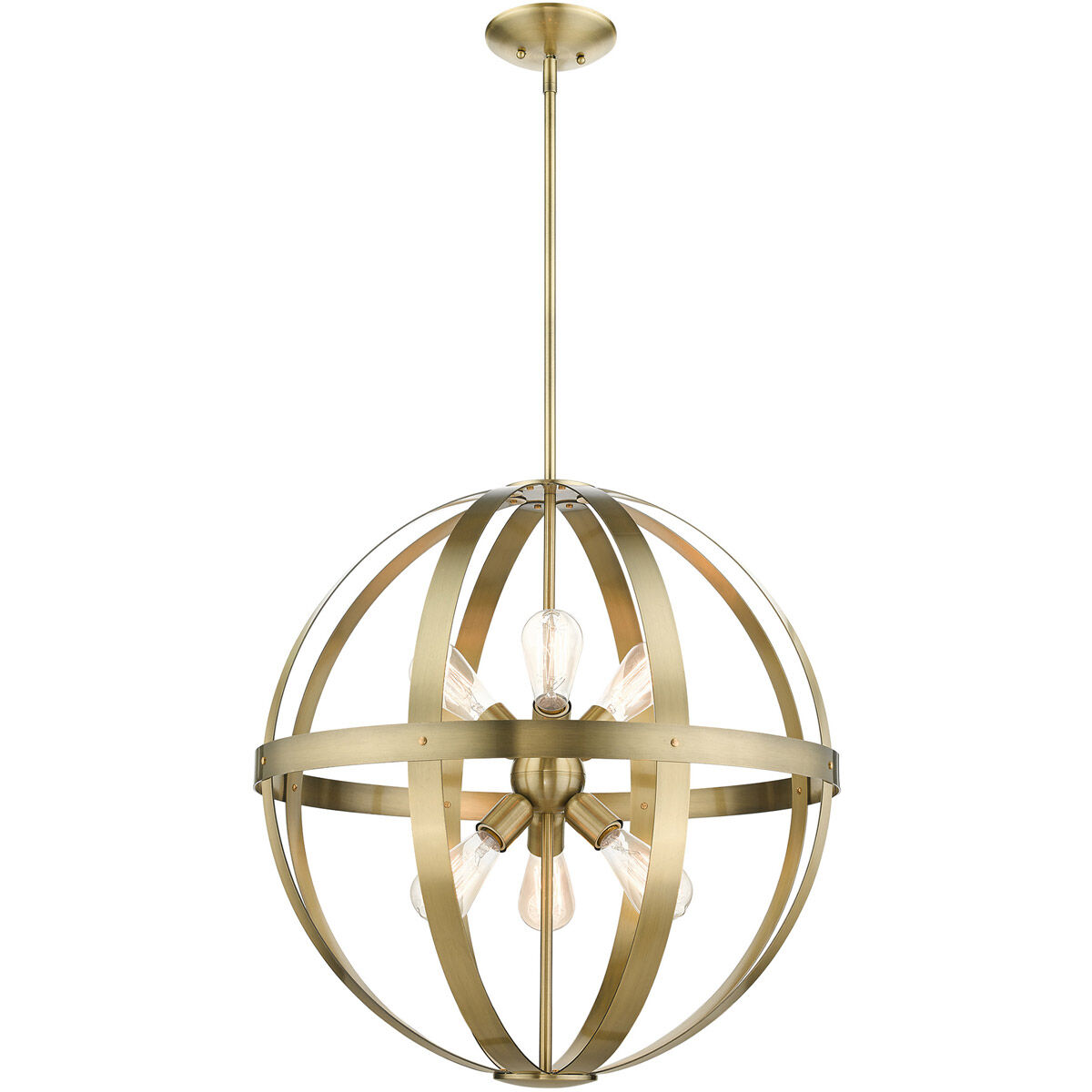 Stoneridge 6 Light 24 inch Antique Brass Pendant Chandelier Ceiling Light