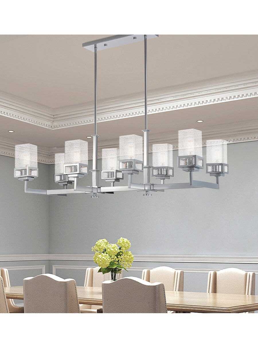 Harding 8 Light 40 inch Polished Chrome Linear Chandelier Ceiling Light