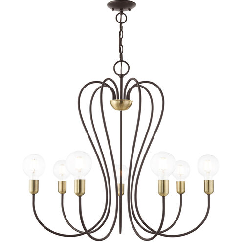 Lucerne 7 Light 30 inch Bronze with Antique Brass Accents Chandelier Ceiling Light