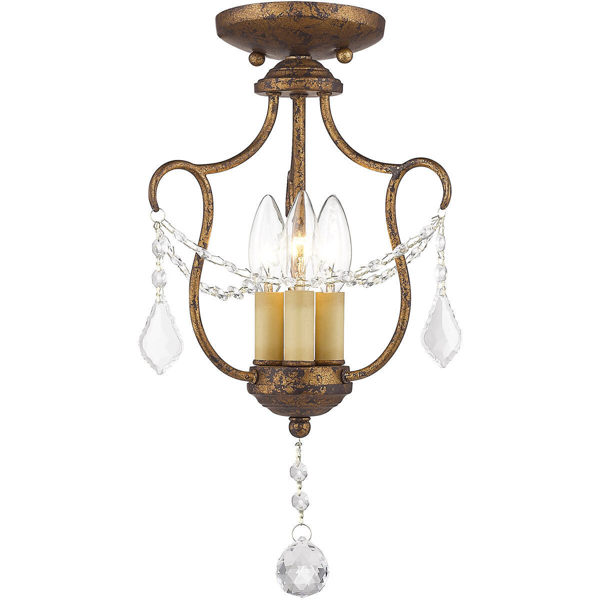 Chesterfield 3 Light 10 inch Hand Applied Venetian Golden Bronze Convertible Mini Pendant/Ceiling Mount Ceiling Light