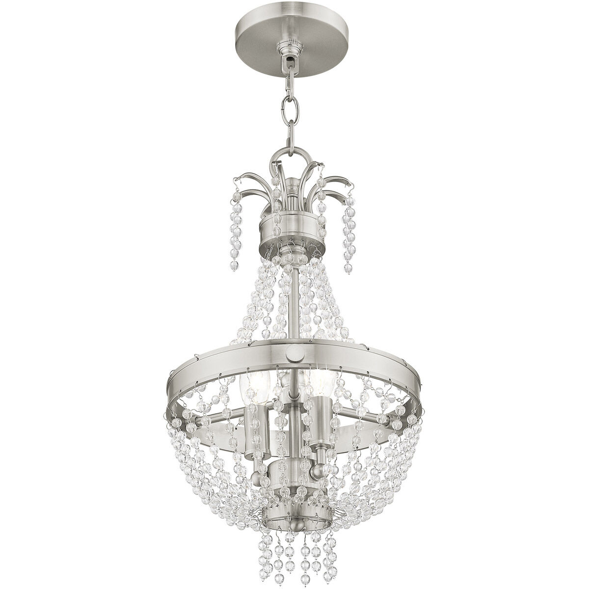 Valentina 3 Light 10 inch Brushed Nickel Pendant Ceiling Light