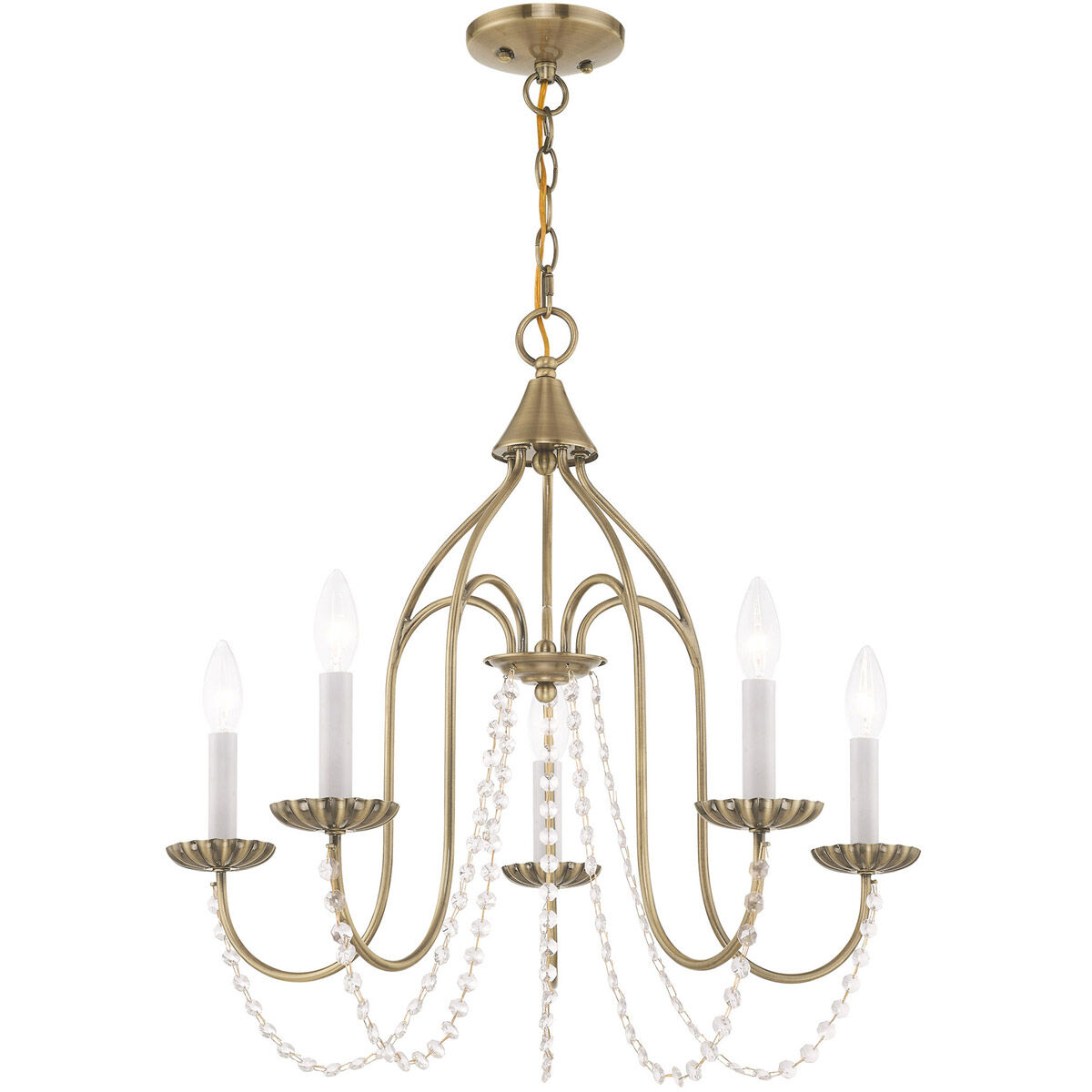 Alessia 5 Light 24 inch Antique Brass Chandelier Ceiling Light