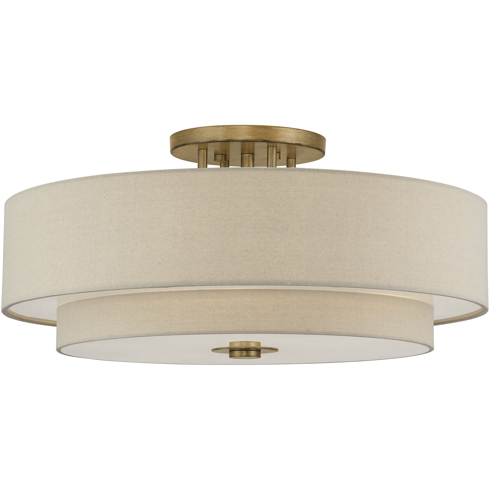 Bellingham 6 Light 30 inch Antique Gold Leaf Semi Flush Mount Ceiling Light, Extra Large