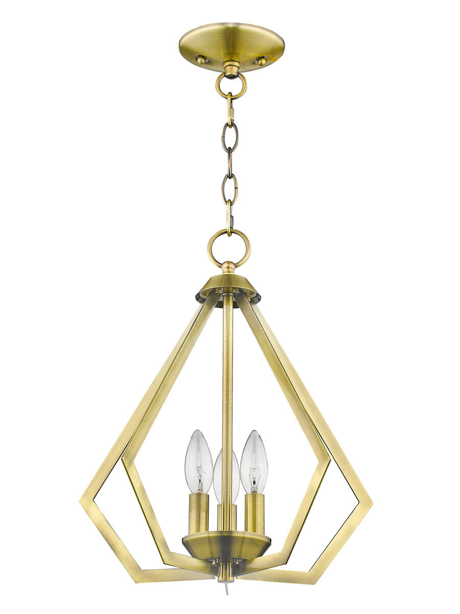 Prism 3 Light 14 inch Antique Brass Convertible Mini Chandelier/Ceiling Mount Ceiling Light
