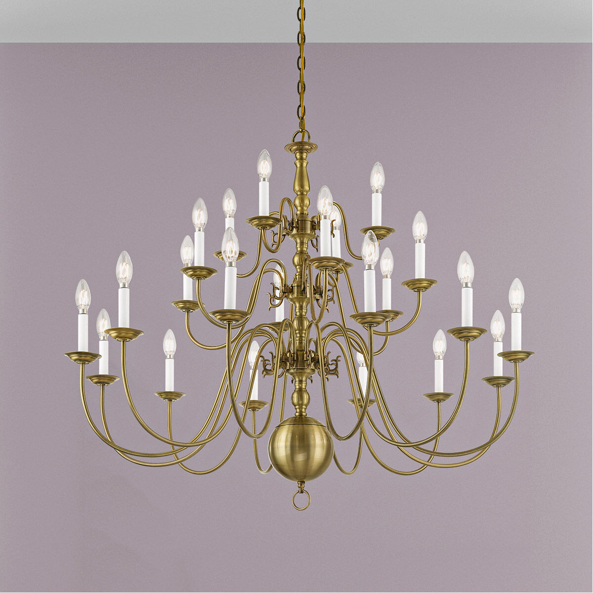 LiveX Lighting 5015-02ウィリアムズバーグ22ライトシャンデリア、磨かれた真鍮 Livex 5015-01 Williamsburgh 22 Light 42 inch Antique Brass