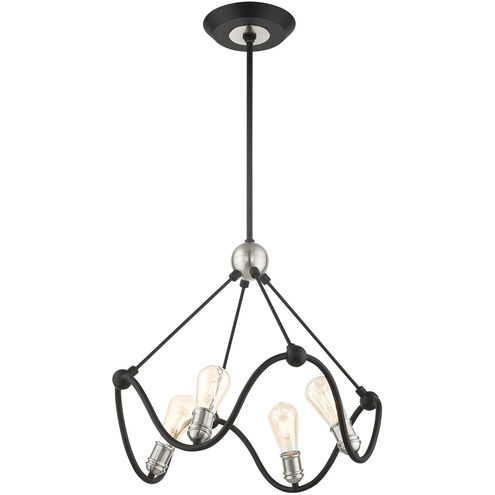 Archer 4 Light 22 inch Textured Black with Brushed Nickel Accents Chandelier Ceiling Light