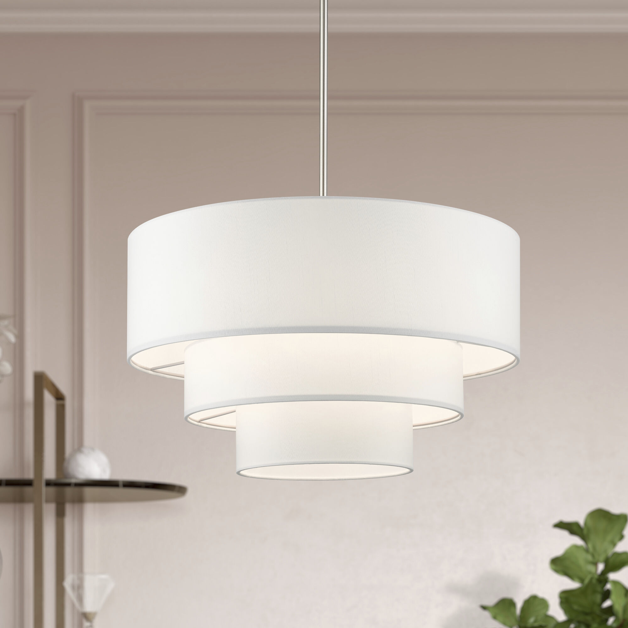 Carrington 4 Light 23 inch Brushed Nickel Pendant Chandelier Ceiling Light