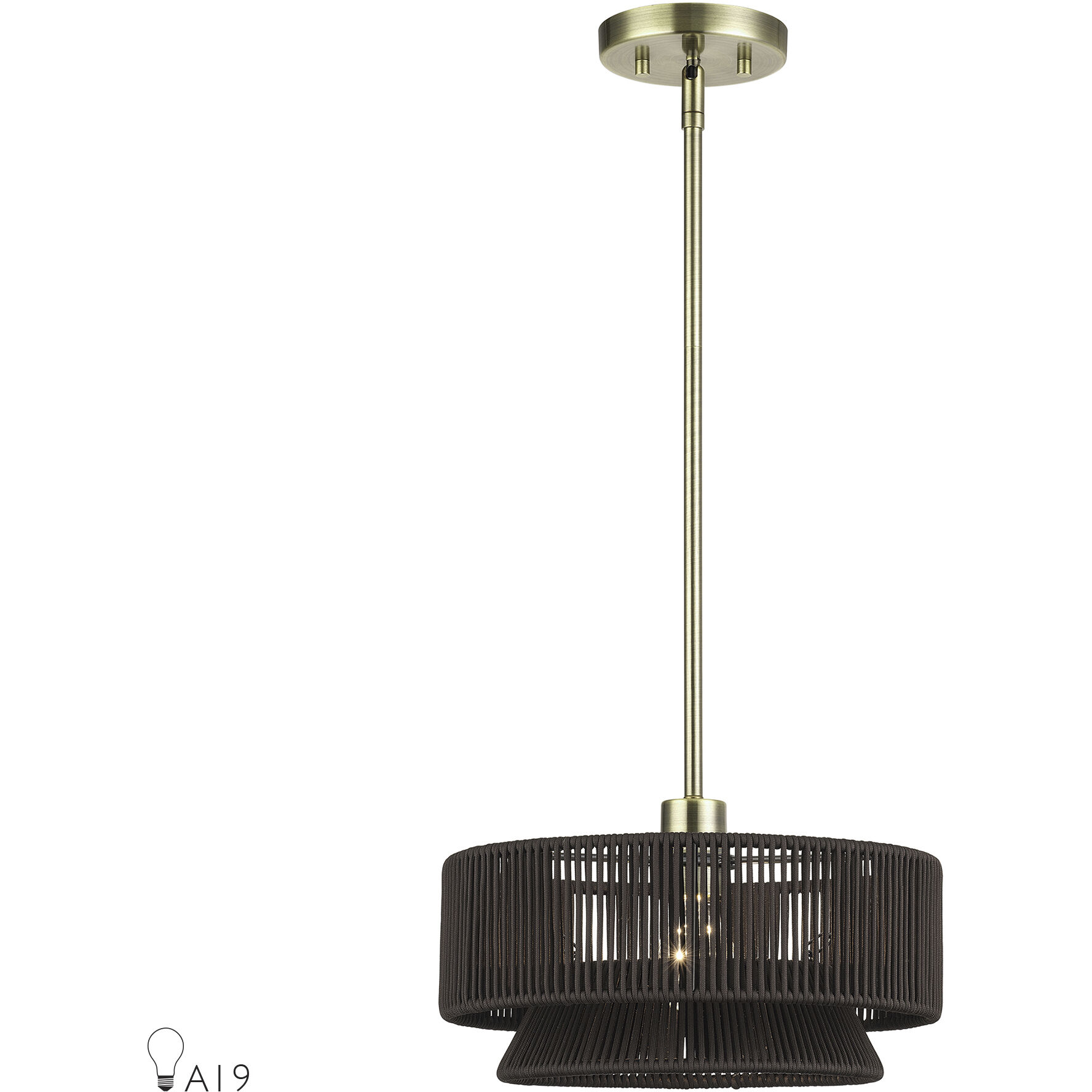 Florell 1 Light 13 inch Antique Brass Pendant Ceiling Light