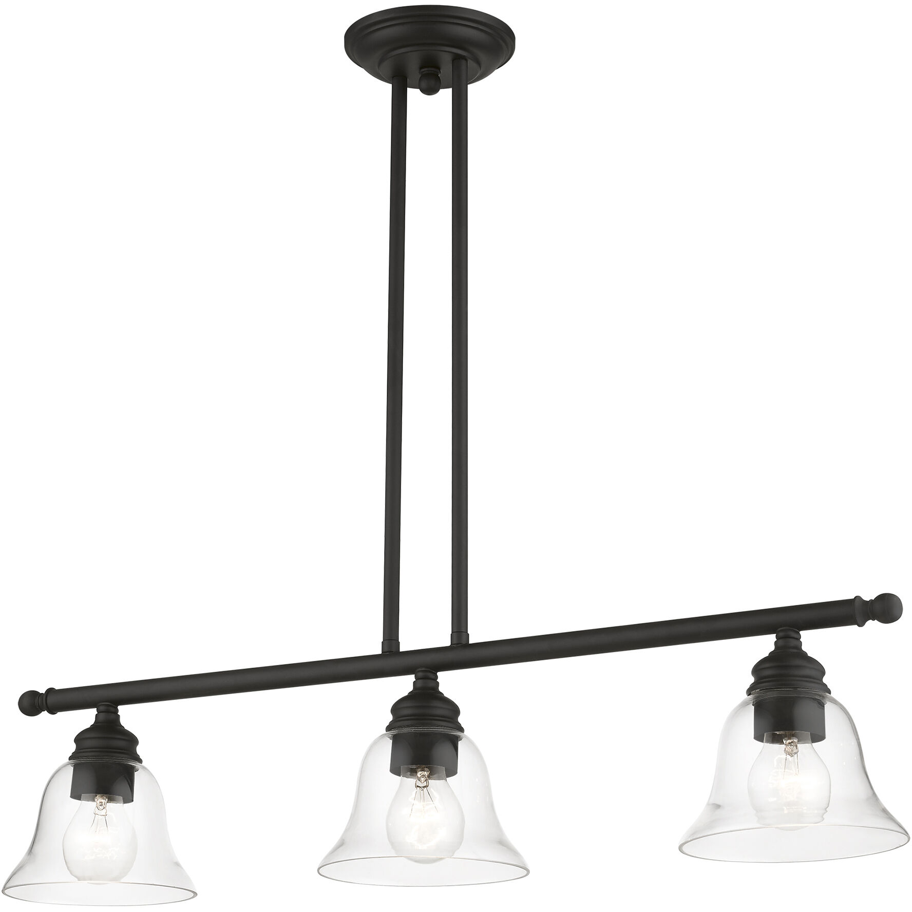 Moreland 3 Light 30 inch Black Linear Chandelier Ceiling Light
