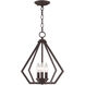 Prism 3 Light 14 inch Bronze Convertible Mini Chandelier/Ceiling Mount Ceiling Light