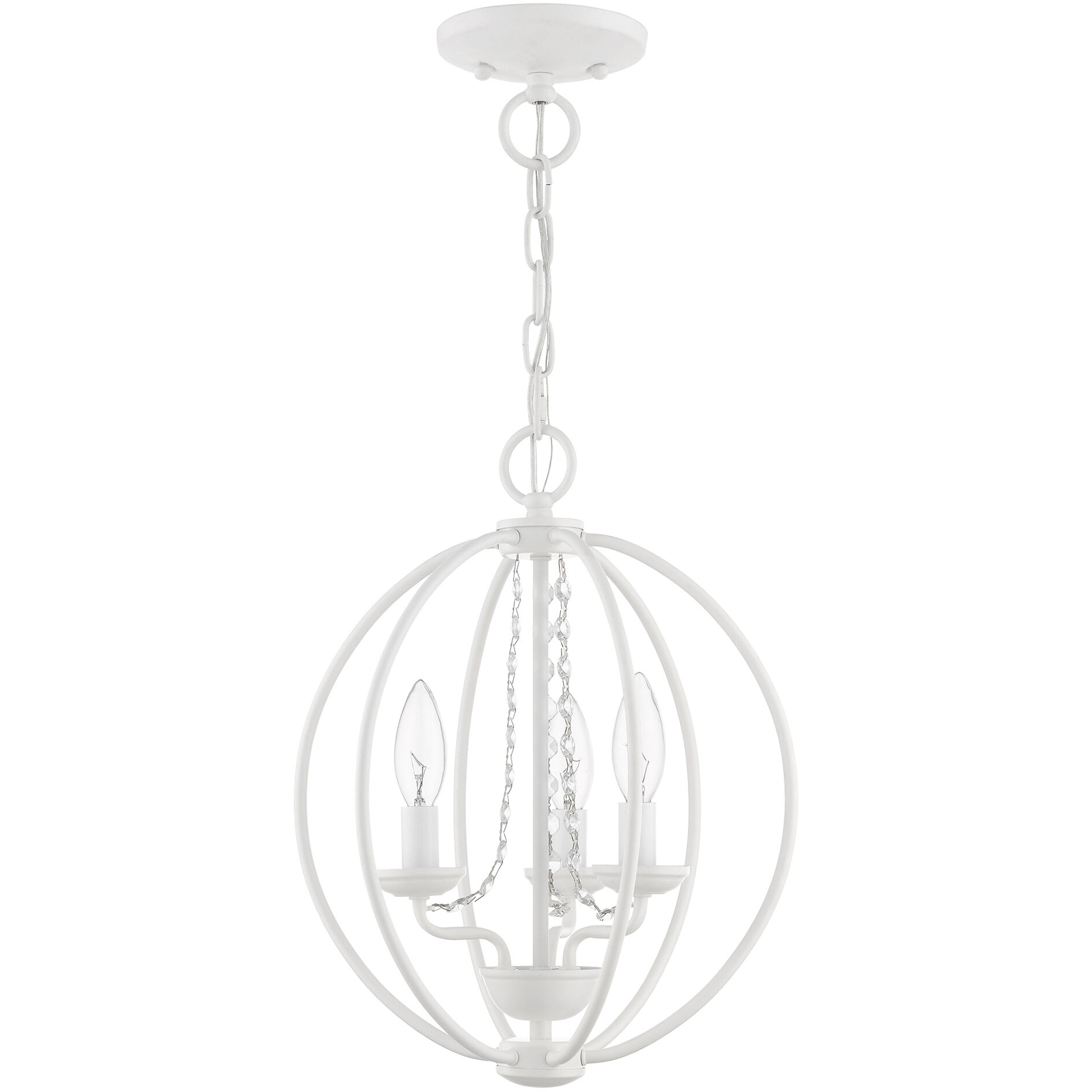 Arabella 3 Light 12 inch White Convertible Mini Chandelier/ Semi-Flush Ceiling Light, Globe