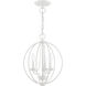 Arabella 3 Light 12 inch White Convertible Mini Chandelier/ Semi-Flush Ceiling Light, Globe