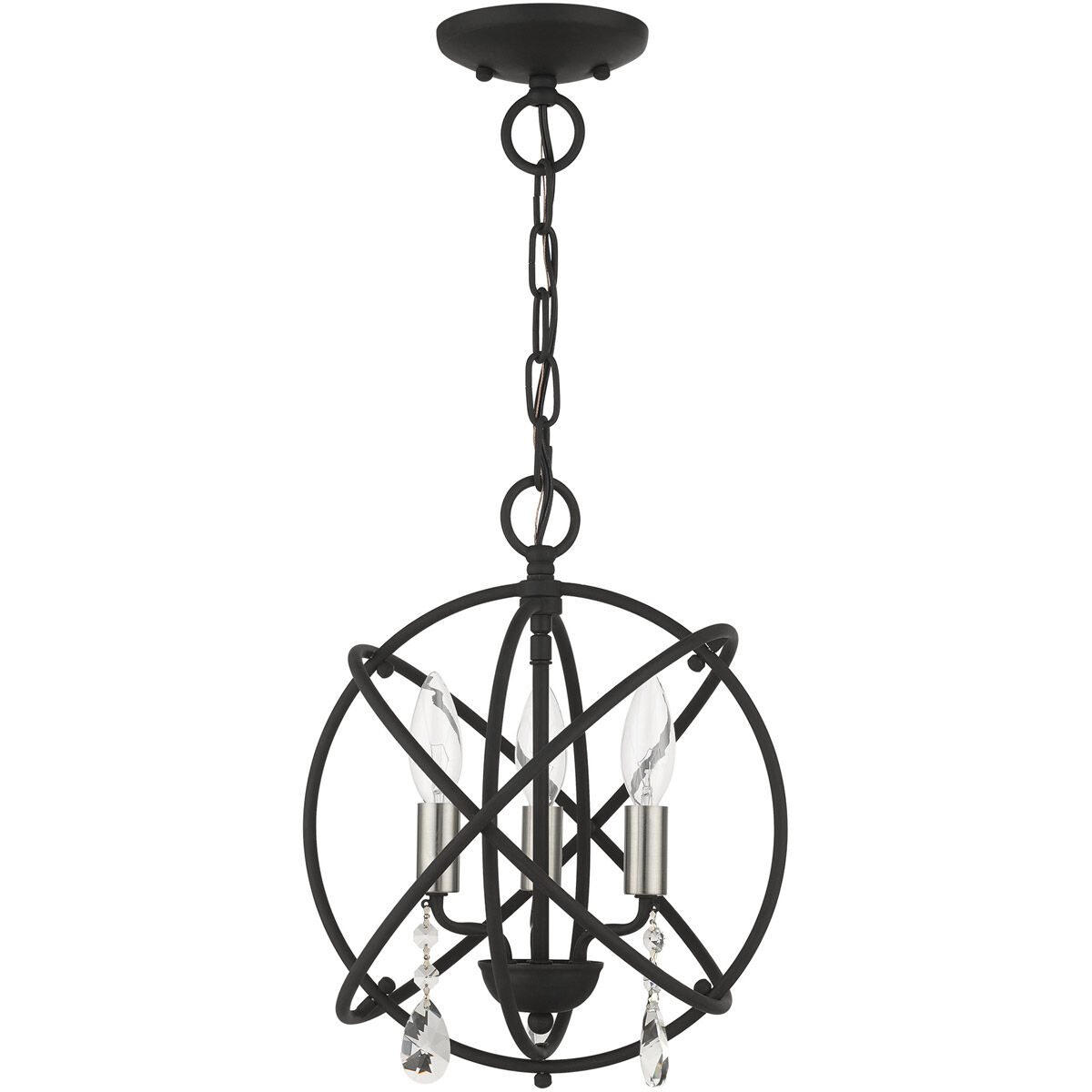 Aria 3 Light 13 inch Black Convertible Chandelier / Semi Flush Ceiling Light
