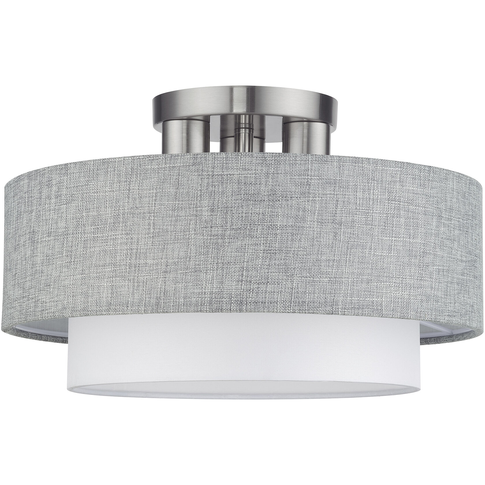 Brookmeade 3 Light 15 inch Brushed Nickel Semi-Flush Ceiling Light