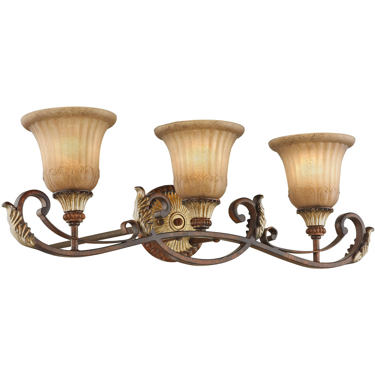 Villa Verona 3 Light 30 inch Verona Bronze with Aged Gold Leaf Accents Bath Vanity Wall Light