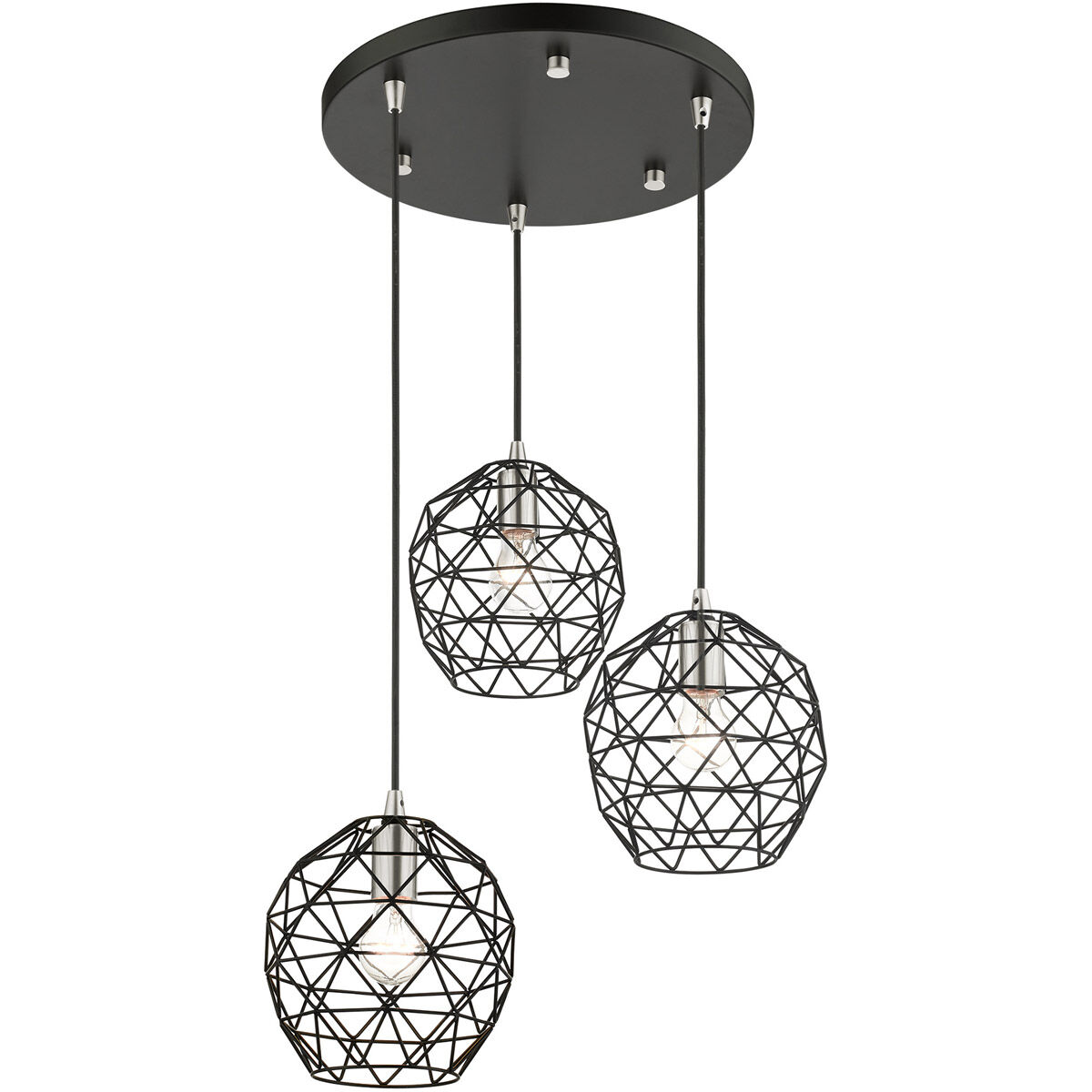 Geometrix 3 Light 20 inch Black Pendant Ceiling Light